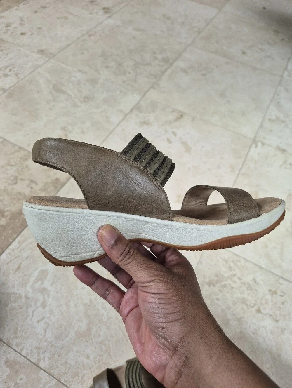 Halsa Chantal Wedge Comfort Sandals, Velcro Strap, Leather Uppers And Footbeds